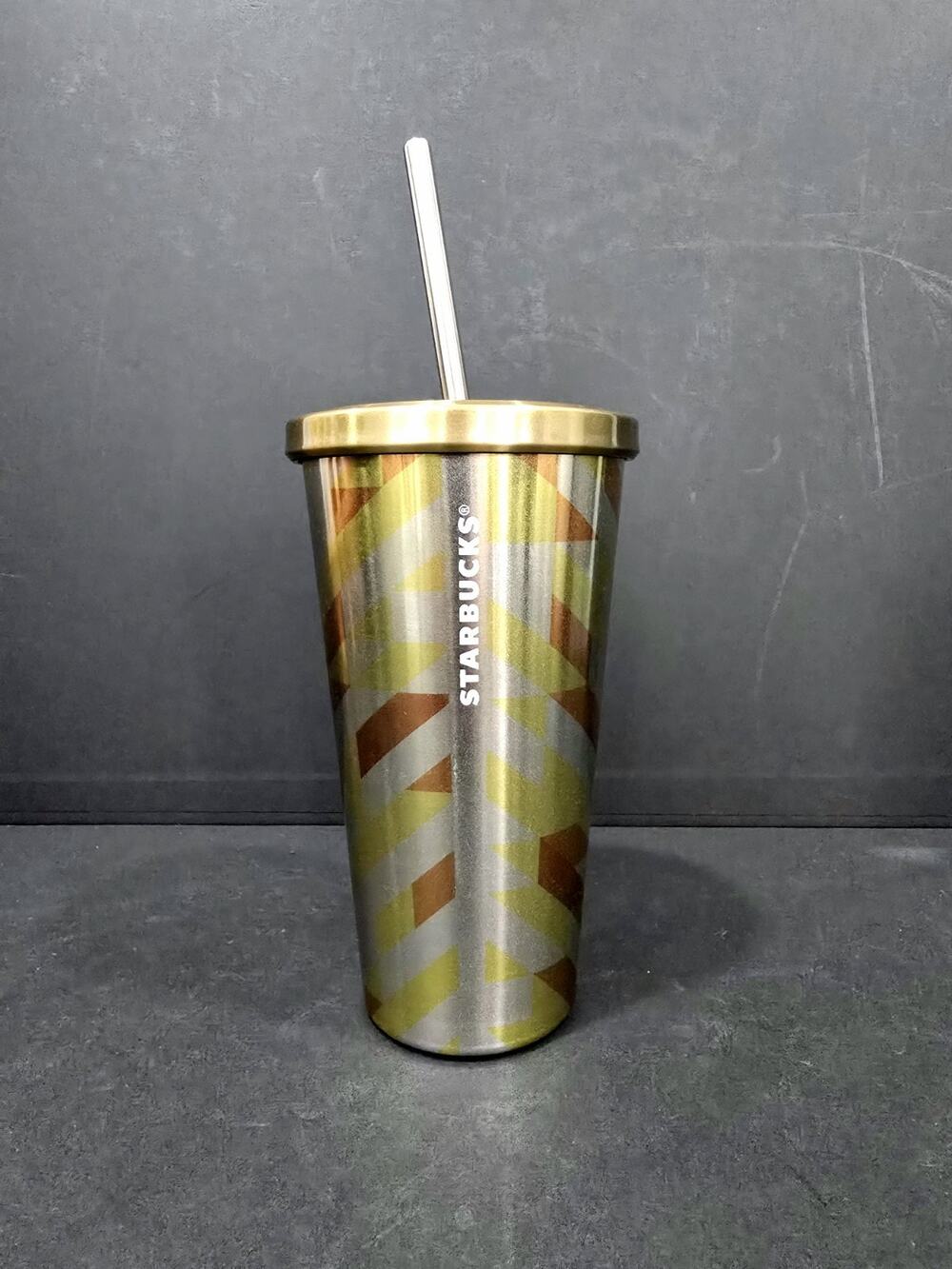 Starbucks 2014 Dot Series 16oz Stainless Steel Cold Cup Tumbler with Straw NWT